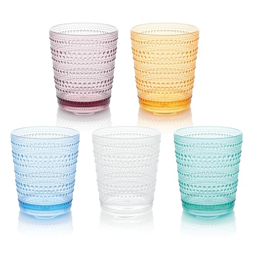 Certified International Santa Fe Orange Set of 6 Premium Acrylic DOF Glasses 16 oz – Unbreakable Drinkware with Textured B...