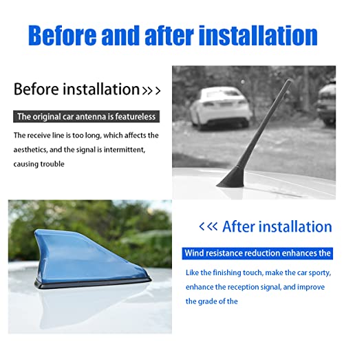 Car Shark Fin Antenna Cover, Roof Aerial Base AM/FM Radio Signal for Car SUV Truck, Vehicle Shark Fin Shape Cover with Adh...