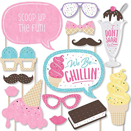 Big Dot of Happiness Scoop Up the Fun - Ice Cream - Sprinkles Party Photo Booth Props Kit - 20 Count