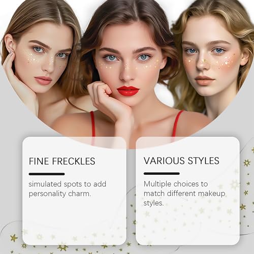 Face Glitter Freckles Tattoo, Gold Glow Up Makeup Patches, Face Glitter Makeup Speckles Patches, Cute Glitter Makeup Acces...
