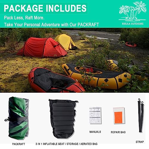 HIKULA Inflatable Lightweight TPU PackRaft Eco-Friendly White Water Rafting Micro Inflatable Kayak Canoe Carry Bag Included