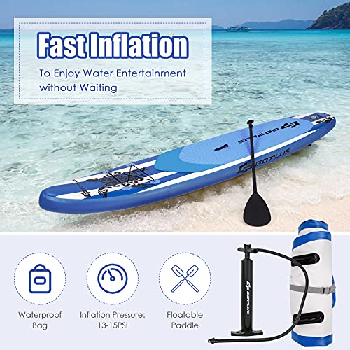 Goplus Inflatable Stand Up Paddle Board, 10FT/10.5FT/11FT SUP with Accessory Pack, Adjustable Paddle, Carry Bag, Fin, Hand...
