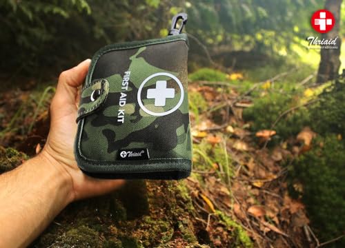 Small First Aid Kit, 100 Pieces Water-Resistant Well Organzied Pouch with Rotatable Buckle - Ideal for Outdoor, Travel, Bi...