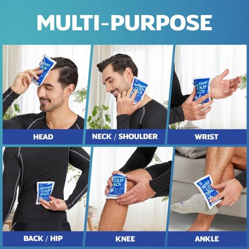 25 Pack Instant Ice Cold Pack (6” x 4.5”) - Disposable Instant Ice Packs for Injuries | Cold Compress Ice Pack for Pain Re...