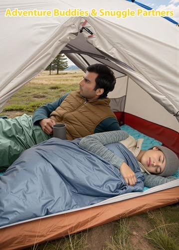 Compact Ultra Lightweight Sleeping Bag Envelope Backpacking Bag with Compression Sack for Adults Warm Weather Camping, Tra...