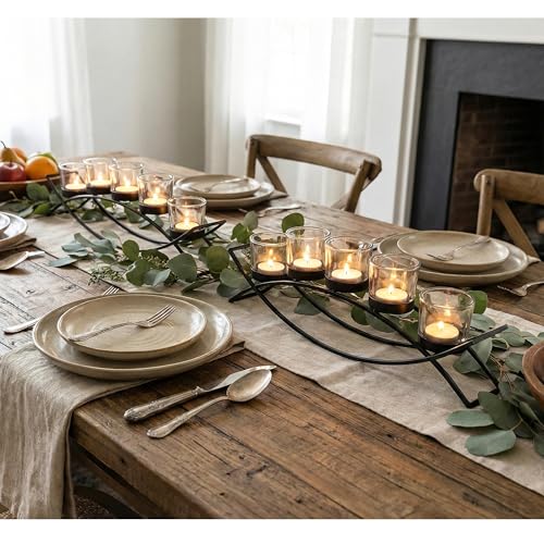 Seraphic Iron Arch Table Centerpiece Decorations Tealight Votive Candle Holder for Weddings, Patio, Kitchen, Dining Room, ...
