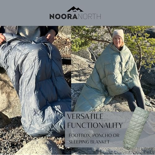 Noora North Down Camping Blanket with Footbox – 650 Fill Power, Lightweight, Packable, Water Resistant Backpacking Quilt &...