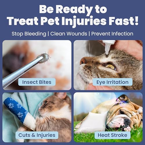 Dog First Aid Kit - Vet Approved Pet First Aid Supplies to Treat Dogs & Cats in an Emergency - Pet First Aid Kit Guide, Ti...