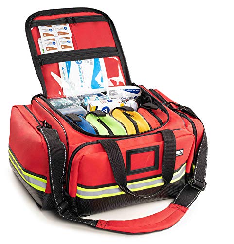 Scherber Fully-Stocked First Responder Professional Advanced EMT/EMS Trauma Kit | HSA/FSA Approved | Reflective Bag w/10+ ...