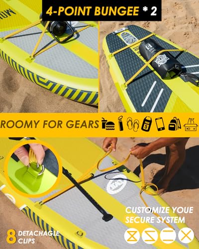 MOUSA 10‘8/11'×35" Extra Wide Inflatable Stand Up Paddle Board, Stable Paddleboard SUP for 2 People/Family, Anti-Slip Full...
