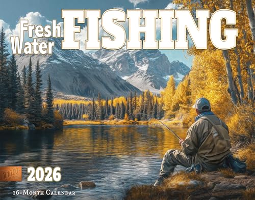 2026 Fresh Water Fishing Illustrated Wall Calendar 16-Month X-Large Size 14x22, Fishing Calendar by The KING Company-Monst...