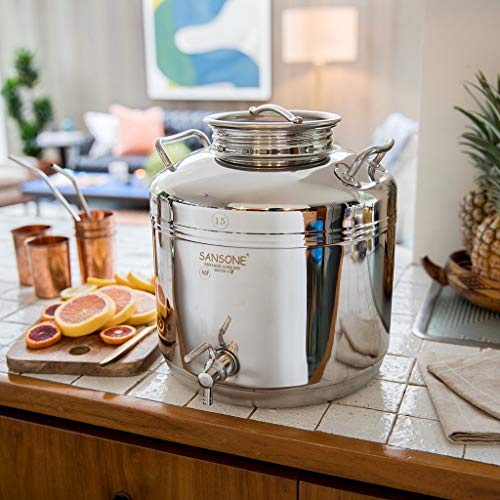 Sansone NSF Stainless Steel Water Dispenser Container with Spigot, 3.96 gallon jug (15 Liter)