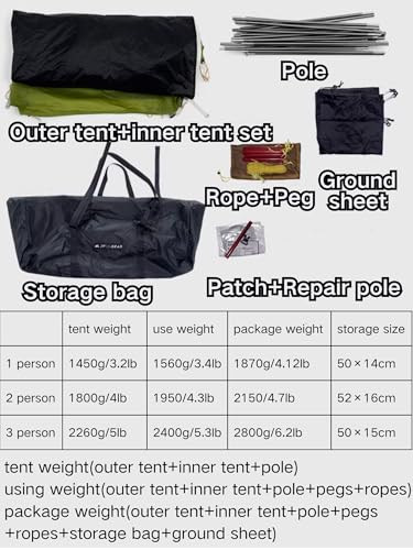 3F UL Gear Taiji 1 Person Tent for Camping, Ultralight 3 Season 5000mm+ Waterproof Backpacking Tent, Easy Set up Solo Camp...