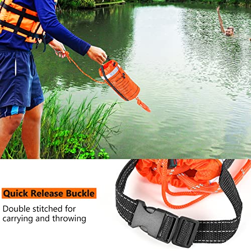 NTR Water Rescue Throw Bag with 50/70/98 Feet of Rope in 3/10 Inch Tensile Strength Rated to 1844lbs, Throwable Device for...