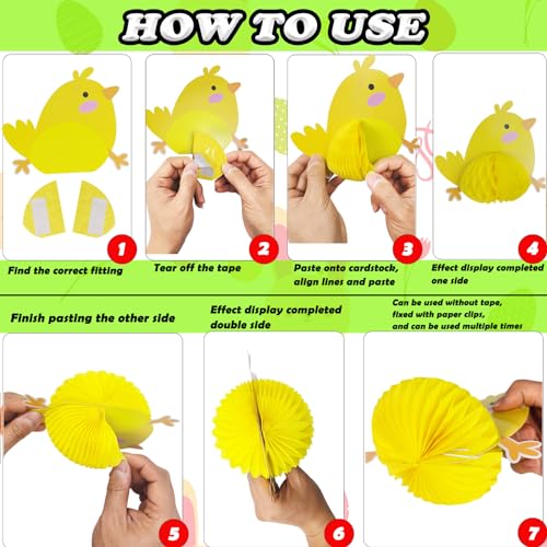 8 Pack Easter Chick Party Decorations Farm Birthday Party Honeycomb Centerpiece Hanging Decorations Baby Chick Accessories...