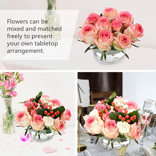 4PCS Acrylic Flower Vase for Centerpieces, 5.51" 12 Holes Clear Round Vase, for Wedding Birthday Party Table Decor Indoor/...