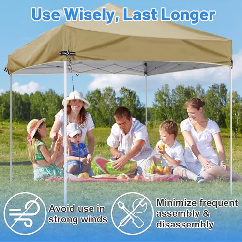 10x10 Adjustable Pop Up Canopy Replacement Top - Fits Most Straight Leg Frames Without Center Pole, NOT for Slant Leg, for...