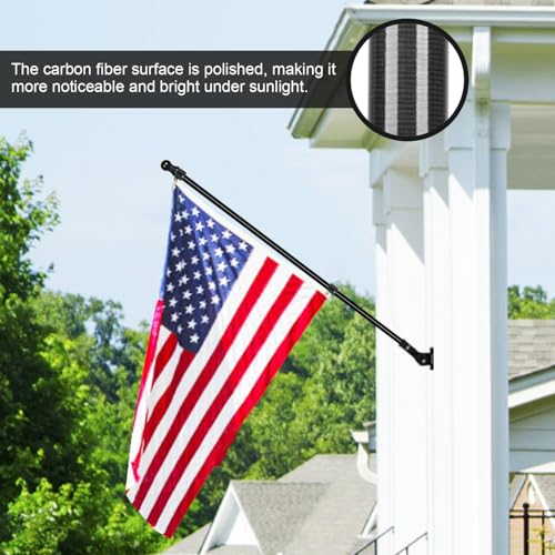 Msnaile 6FT Carbon Fiber Flag Pole, Flagpole for Outside House, Porch Flagpoles, Tangle Free Black Flag Pole Kit, Wind-Res...