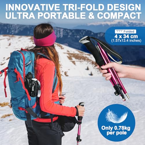 Covacure Hiking Poles Collapsible Trekking Poles - Aluminum Alloy 7075 Walking Sticks for Hiking with Telescopic & Foldabl...
