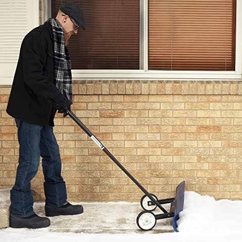 30SNC 36-inch Bi-Directional Wheeled Snow Shovel Pusher and Barn Shovel, 7.5" x 36 ", Blue
