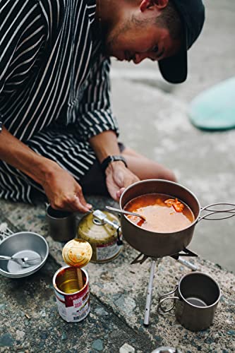 Snow Peak Multi Compact Cook Set, Japanese Titanium, Ultralight and Compact for Camping and Backpacking, Made in Japan, Li...