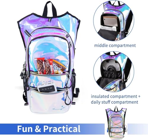 Hydration Backpack Pack with Cool Lights, 2L Water Bladder, Lightweight Bag for Running, Hiking, Bike, Climbing, Music Fes...