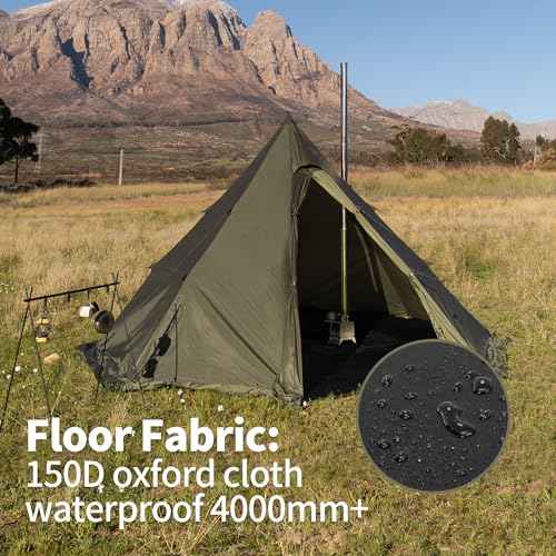 Naturehike Ranch Fire Teepee Tent, Cold Weather Winter Hot Tent with Stove Jack, 4-6 Person Waterproof Windproof 4 Season Tents for Camping