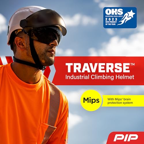 PIP Traverse Non-Vented, Industrial Climbing Helmet MIPS Technology, EPS Foam Impact Liner, 4-Point Chin Strap, ANSI II
