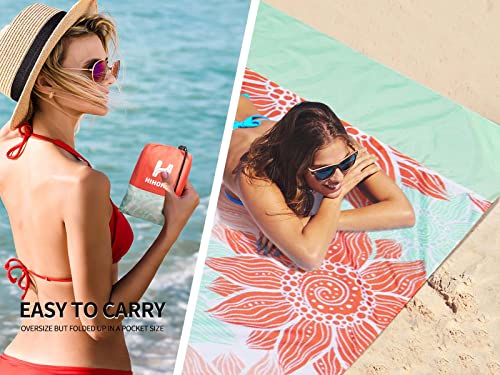 HIHOHO Beach Blanket Waterproof Sandproof Extra Large Beach Mat 79" X 83"/120"x108"for 1-8 Adults Quick Drying Durable Out...