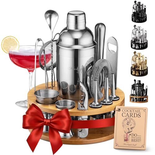 Mixology & Craft Bartender Kit – 15 Piece Cocktail Shaker Set with Bamboo Stand | Complete Cocktail Kit Gift Set | Top Bar...