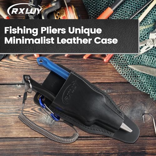 RXLUY Fishing Pliers Holster with Retractable Lanyard, Universal Fit for Most Sea Fishing & Wild River Lure Tongs Leather ...