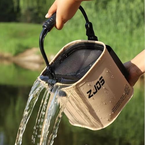 Hevio Foldable Fishing Bucket, Portable Fishing Water Pail, 13L/3.43Gal, for Hiking Fishing Camping Traveling Boating with...