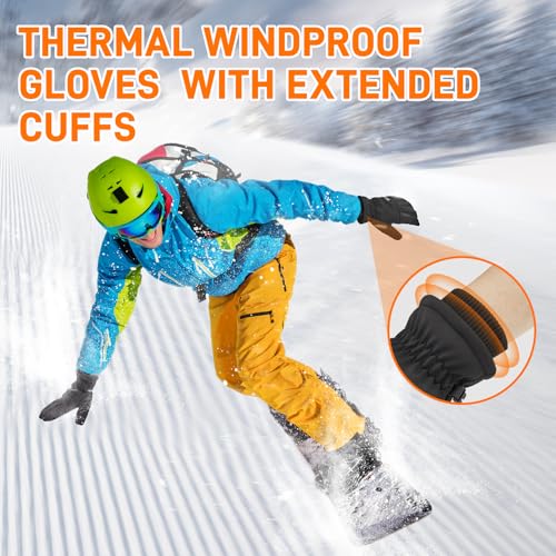 ihuan Winter Gloves for Men Women, Waterproof Warm Ski Snow Gloves Cold Weather, Thermal Touchscreen Skiing, Snowboarding,...