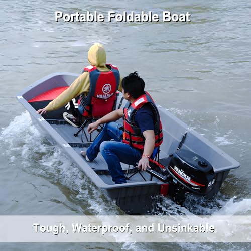 LECARDIO Folding Fishing Kayak - Portable Modular Fishing Boat for 1-2 Persons with Bow Air Compartment & Outboard Engine ...