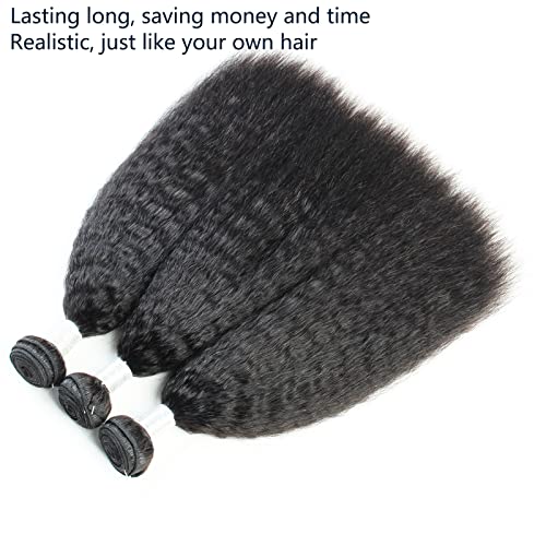 Yaki Straight Weave Human Hair Bundles Kinky Straight Remy Hair 3 Bundles 14 14 14 inch 12A Unprocessed Brazilian Virgin Hair Extensions Natural Color