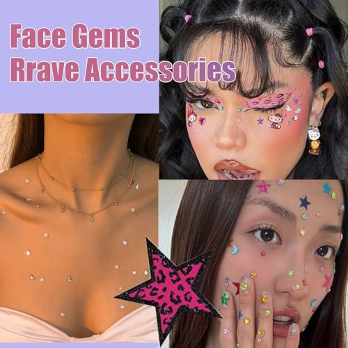 NOOEPC Self Adhesive Face Gems Stickers, Hair Gems Face Jewels Eye Jewels Rhinestones Festival Essentials Rave Accessories...