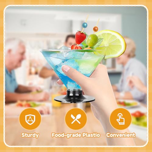 EAEDMY 20 Pack Plastic Martini Glasses Disposable 5oz 7oz with 50 Cocktail Sticks Bundle, Disposable Plastic Cocktail Marg...