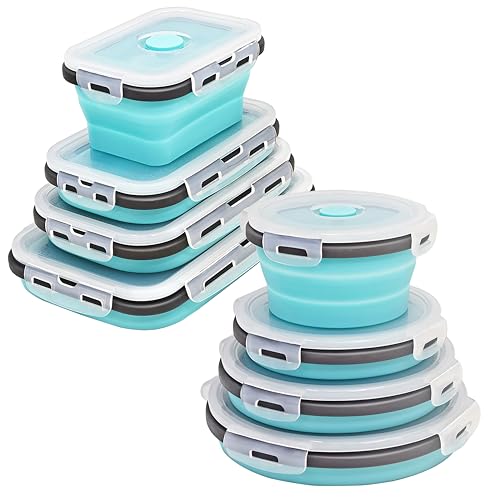 Ainmvnos 8 Collapsible Food Storage Containers, Silicone Collapsible Food Storage Containers, Collapsible Food Storage Sil...