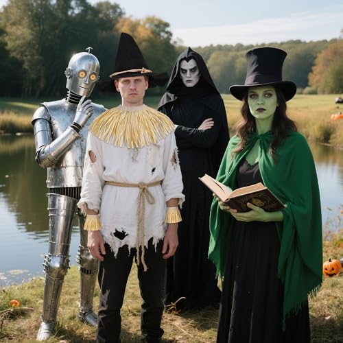 Horolam 7PCS Scarecrow Costume Accessories, Wizard Scarecrow Costume with Hat for Adult Women Men for Holloween Cosplay Dr...