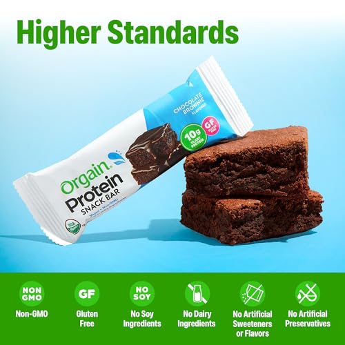 Orgain Organic Vegan Protein Bars, Chocolate Brownie - 10g Plant Based Protein, Low Calorie Healthy Snacks, No Lactose or ...