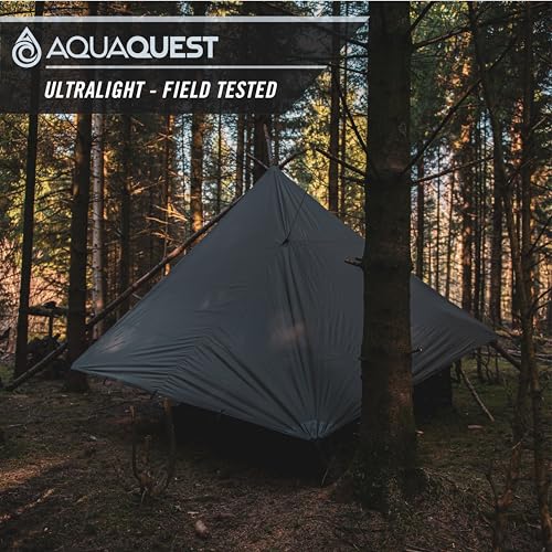 AquaQuest Guide Tarp – Ultralight Waterproof (5,000 mm) Seam-Taped 40D Ripstop Rain Fly for Backpacking, Stealth Camping &...
