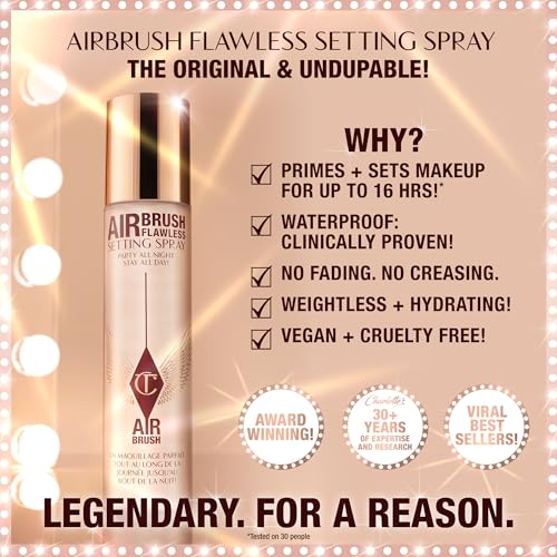 Charlotte Tilbury Airbrush Flawless Setting Spray - Gift Set Essential - Ultra-Fine Mist to Prime & Set Makeup - Perfect f...