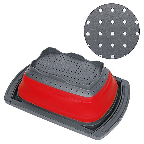 Qimh Colander Collapsible, Over The Sink Veggies/Fruit 6-Quart Strainers and Colanders with Extendable Handles, Folding St...