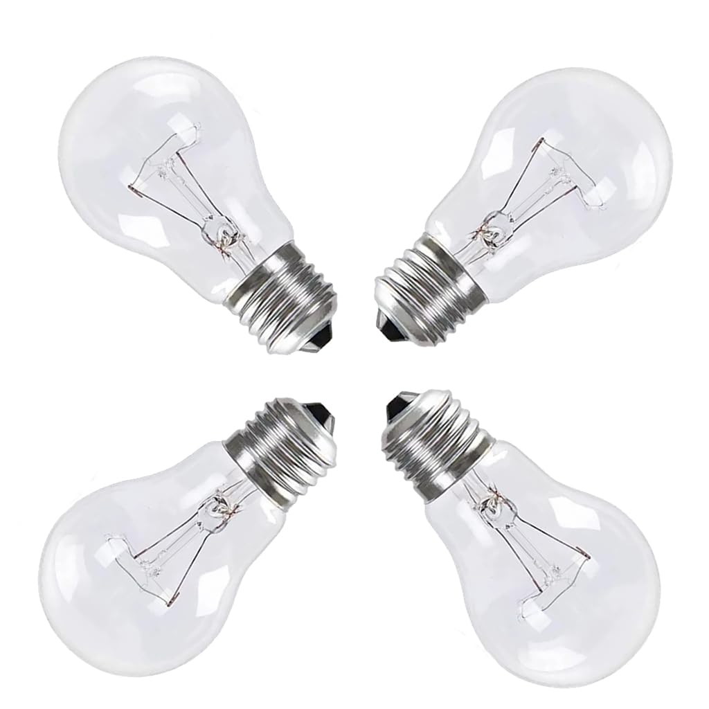 Hrsovii A19 Clear Incandescent Rough Service Light Bulb, 100 Watt Incandescent Light Bulbs, A19 100 WATT Bulbs ，2700K Soft White, E26 Medium Base, 110-130V (4 Pack)