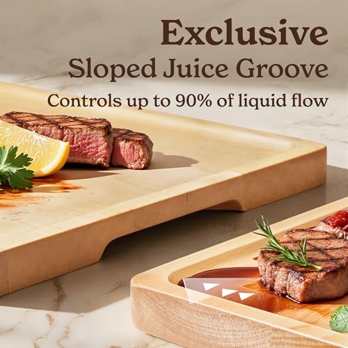 SMIRLY Bamboo Wooden Cutting Boards for Kitchen, Set of 3 Large - Small, Bamboo Wood Cutting Board Set with Deep Juice Gro...