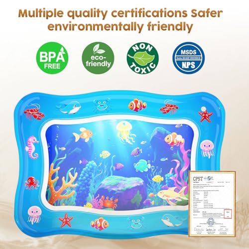 Cat Water Mat - Interactive Cat Toys Upgraded Thickened 0.7mm PVC Cooling & Heating Water Bed with Floating Fish, Anti-Scr...