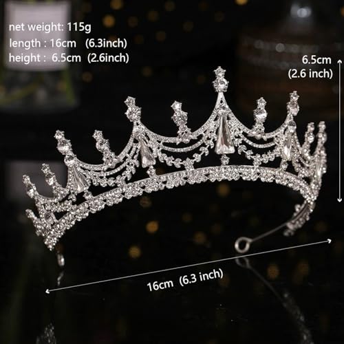 Silver Crystal Princess Queen Tiara - Bride Rhinestone Crowns Headband for Women Wedding Birthday Halloween Prom Pageant P...
