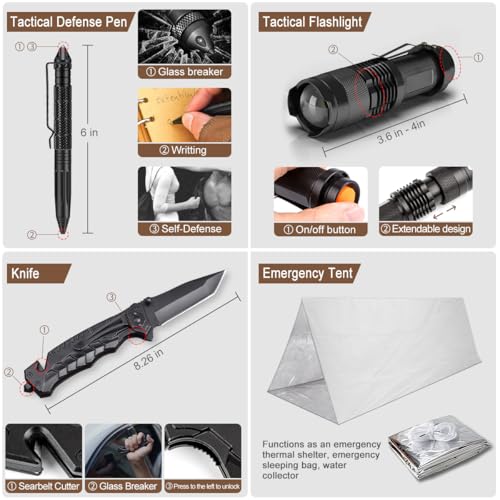 238Pcs Emergency Survival Kit and First Aid Kit, Professional Survival Gear Tool with Tactical Molle Pouch and Emergency T...