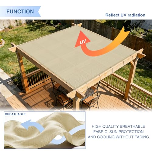 E&K Sunrise 16' x 28' Sun Shade Sail Straight Edge Rectangle Canopy Shade Cover with D-Ring Grommets UV Block for Outdoor ...