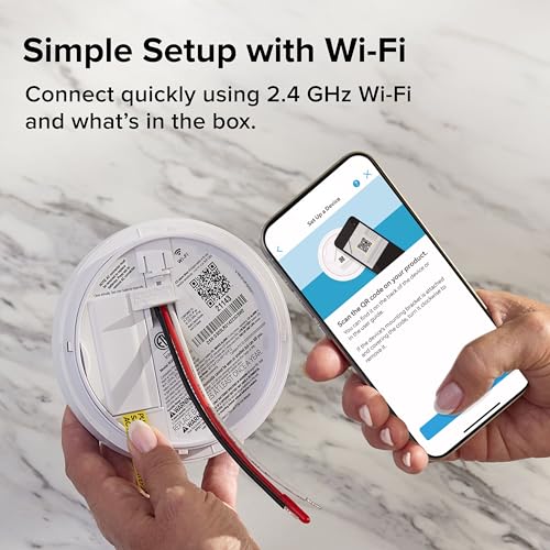 Kidde Smart Smoke and Carbon Monoxide Detector, Ring App Enabled for Real-Time Notifications, Hardwired Alarm, AA Backup Battery